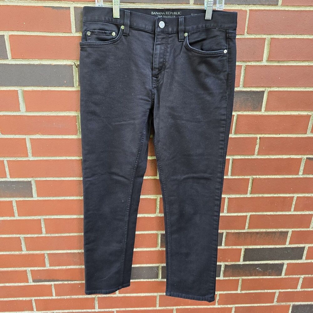 Banana Republic Men's Slim Jeans Black The Traveler 33x30 Cotton Denim NWOT
